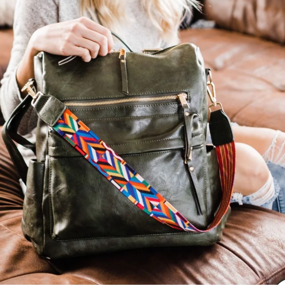 Modern and Chic Brielle Convertible Backpack Olive